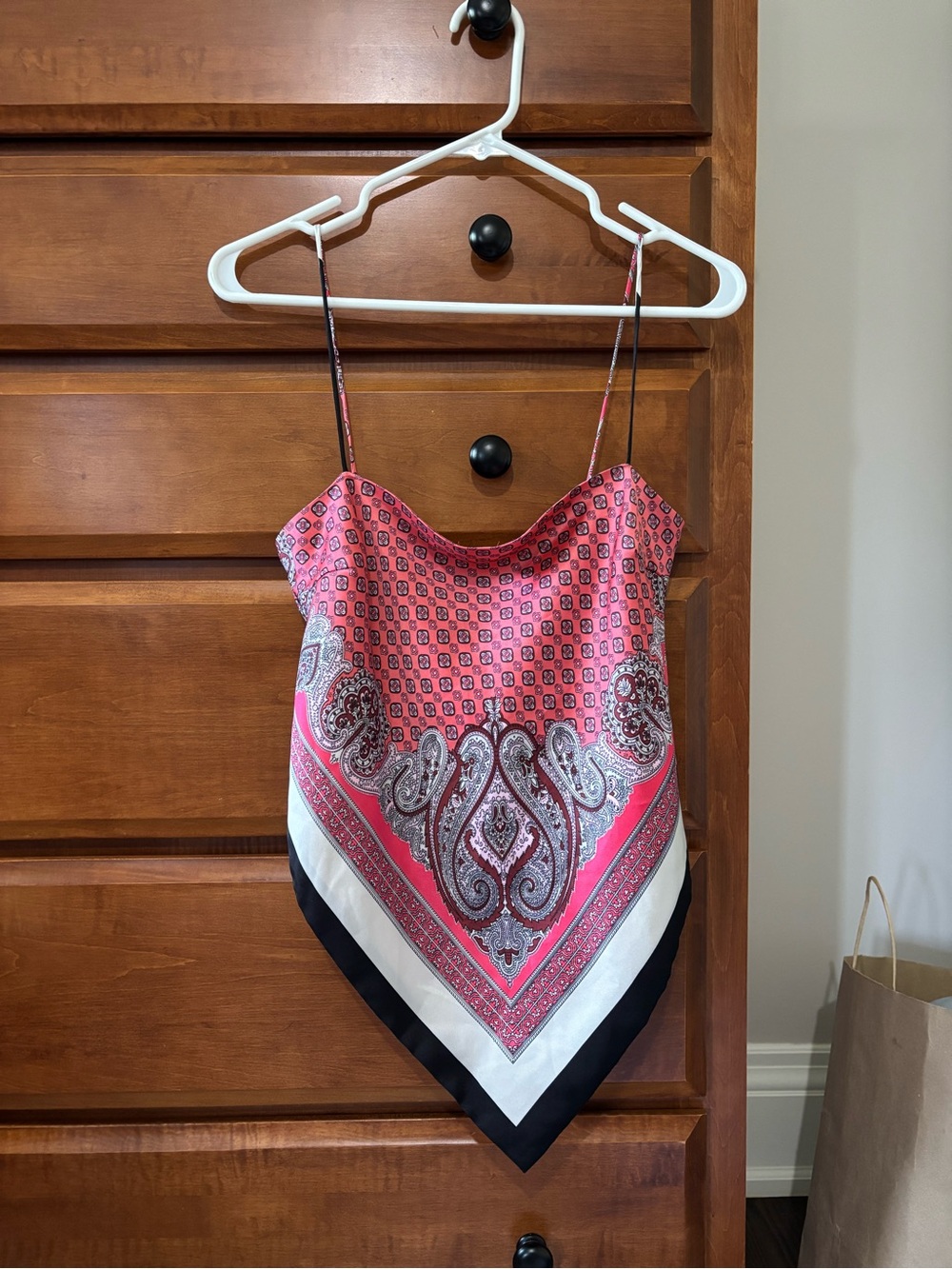 Zara Silky Pink Paisley Bandana Cami Top